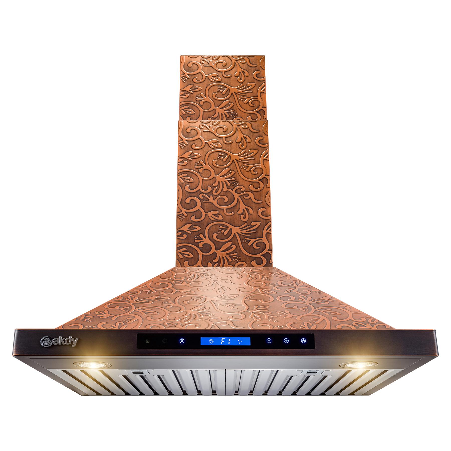 Wall Mount Range Hood in Embossed Copper AKDY Imports
